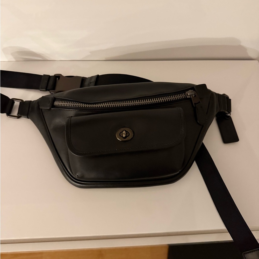 Coach Black Leather Belt Bag